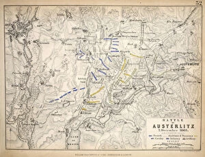 Russia Metal Print Collection: Map of the Battle of Austerlitz, published by William Blackwood and Sons
