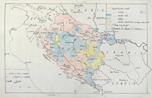 Bosnia and Herzegovina Fine Art Print Collection: Map of Bosnia with details of the areas occupied by minority ethnic groups, 1910 (pen