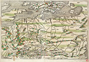 Greenwich Heritage Centre Collection: Map of central and northern Europe, 1493 (coloured woodcut)