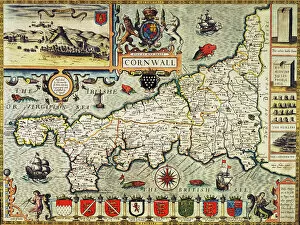 Theatre Canvas Print Collection: Map of Cornwall from the Theatre of the Empire of Great Britain, pub
