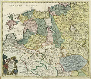 Estonia Photo Mug Collection: Map of Estonia and Livonia - Anonymous master - 1745 - Copper engraving