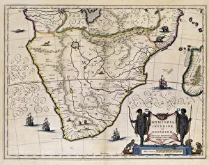 Willem Janszoon Blaeu Poster Print Collection: Map of Ethiopia and South Africa. (engraving, 1638)