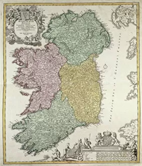 Ireland Canvas Print Collection: Map of Ireland showing the Provinces of Ulster, Munster, Connaught and Leinster, by Johann B