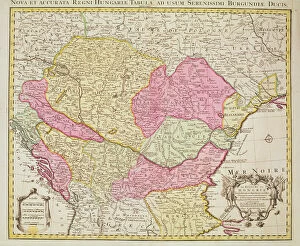 Bosnia and Herzegovina Poster Print Collection: Map of the Kingdom of Hungary, 1742 (hand coloured engraving)