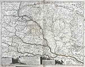 Croatia Pillow Collection: Map of the Kingdom of Hungary (Engraving, 1717)