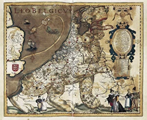Netherlands Canvas Print Collection: Map known as ' Leo belgicus ' (Lion belgique) of the 17 United Provinces of the Netherlands