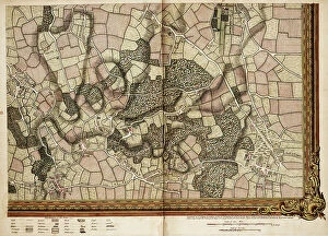 John Bromley Cushion Collection: Map of Mottingham, Bromley and Chislehurst, 1746 (coloured engraving)