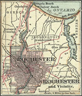 Rochester Collection: Map of Rochester, c.1900 (engraving)