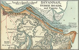 Georgia Pillow Collection: Map of Savannah, c.1900 (engraving)