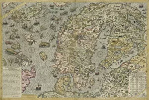 Estonia Photo Mug Collection: Map of the Sea (Carta marina) by Olaus Magnus (1490-1557), 1572 (engraving)