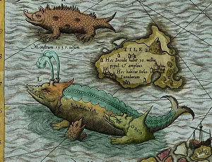 Magnus Collection: Detail of A Map of the Sea (Carta marina) by Olaus Magnus (1490-1557), 1572 (engraving)