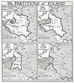 Habsburg House Collection: Map showing the partitions of Poland, 18th century. (print)