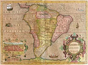 Willem Janszoon Blaeu Photo Mug Collection: Map of South America (engraving, 1635)