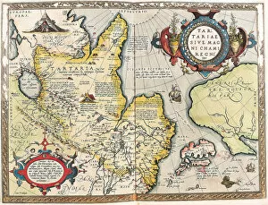 Genoa Pillow Collection: Map of the Tartar territory, 1570 (engraving)