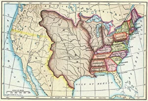 Georgia Pillow Collection: Map of the United States of 1803 showing the partition of the state (Kentucky, Tennessee, Georgia)