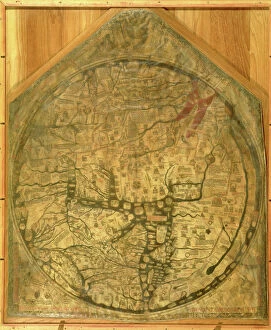 Maps Pillow Collection: Mappa Mundi, c. 1290 (vellum)