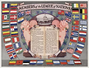 Maps Collection: Members of the League of Nations (colour litho)