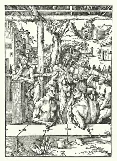 Renaissance art Mouse Mat Collection: The Mens Bath (engraving)