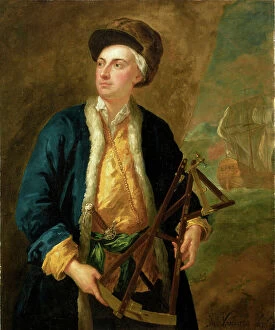 Fleet Collection: A merchant captain with Elton's quadrant, c.1730 (oil on canvas)