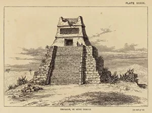 Aztec temples and carvings Canvas Print Collection: Mexico: Teocalle, or Aztec temple (engraving)