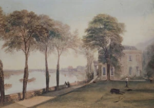 Waterfall and river artworks Pillow Collection: Mortlake Terrace: Early Summer Morning, 1826 (oil on canvas)