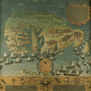 Malta Jigsaw Puzzle Collection: Naval victory of Don Garcia de Toledo in Malta (Biccherna), 1565 (oil on panel)