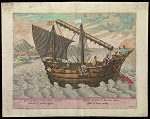 Greenwich Poster Print Collection: Naves et China et Java (sailing vessel of China & Java, 1599), early 17th century (engraving)