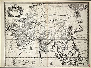 National Maritime Museum Premium Framed Print Collection: A new map of Asia, 1673 (paper)