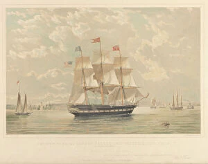 Greenwich Collection: The New York and London Packet ship Victoria (entering New York Harbour), c.1839-44 (lithograph)