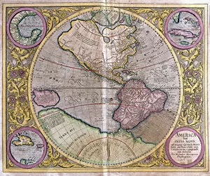 Gerardus Mercator's Cartographic Legacy Premium Framed Print Collection: North and south America and New Guinea, 1595 (engraving, 1596)