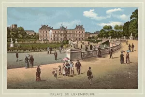 Luxembourg Pillow Collection: Palais Du Luxembourg (colour litho)
