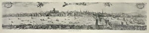 Tower Bridge Pillow Collection: Panorama of London, 1616 (engraving)