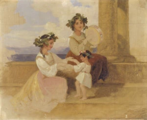 Dance Framed Print Collection: Peasant girls- Sorrento, c.1870 (oil on canvas)