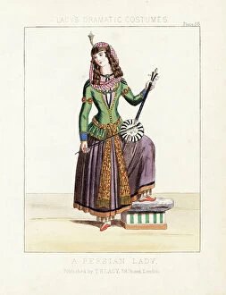 Actors & Musicians Canvas Print Collection: Persian woman playing a kamanche (violin), 19th century. Handcoloured lithograph from Thomas