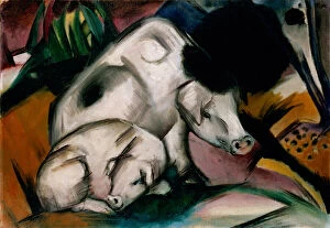 Franz Marc Pillow Collection: Pigs, c. 1912 (oil on canvas)