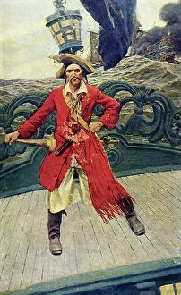 Paintings Photographic Print Collection: Pirate captain on deck, early 20th century (book illustration)