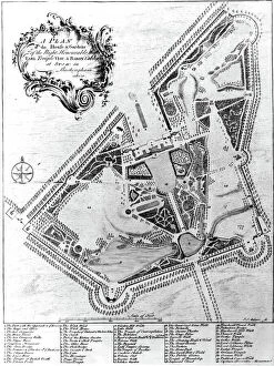 Aerial Views Metal Print Collection: A Plan of the House and Gardens at Stowe, Buckinghamshire (engraving)