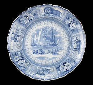 Native People Collection: Plate. Raised front view, c.1840 (earthenware)