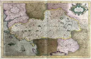 Gerardus Mercator's Cartographic Legacy Premium Framed Print Collection: Poitou, France (engraving, 1596)