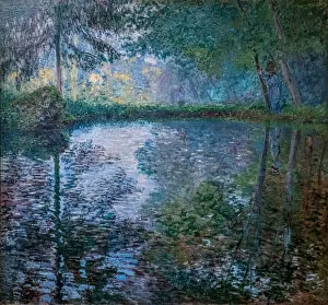Claude Monet Mouse Mat Collection: Pond at Montgeron, 1876 (oil on canvas)