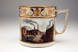 Swans Collection: Porter Mug with an industrial scene depicting the Soho Foundry of Peel