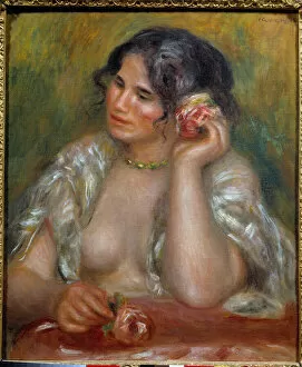 Impressionism Metal Print Collection: Portrait of Gabrielle a la rose (1878 - 1959). Painting by Pierre Auguste Renoir