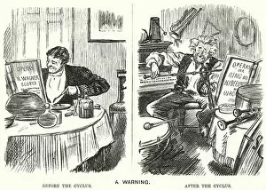 Cartoon Mouse Mat Collection: Punch cartoon: A Warning - Wagners Ring Cycle (engraving)
