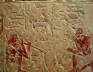 Sakkara Collection: Relief depicting glass blowers, from the Mastaba of Kaemrehu, Saqqara, Old Kingdom, c