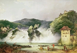 Paintings Metal Print Collection: The Rhine Waterfall at Schaffhausen, 1775 (oil on canvas)