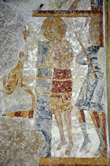Saint Peter Collection: Romanesque art: View of the frescoes of the church of Saint Eloi in Chalivoy-Milon (Chalivoy Milon)