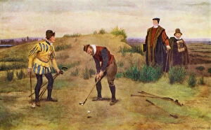 John Field Fine Art Print Collection: The Sabbath Breakers, two men caught playing golf on the Sabbath (colour litho)