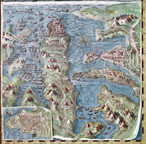 Italian School Italian School Collection: Siege of Malta, detail from the Galleria delle Carte Geografiche, 1580-83