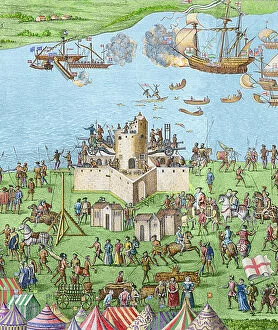 Aerial Views Greetings Card Collection: The sinking of the Mary Rose during the Battle of the Solent, 1545, 1778 (engraving)