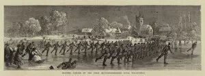 Ice Skating Collection: Skating Parade of the First Huntingdonshire Rifle Volunteers (engraving)